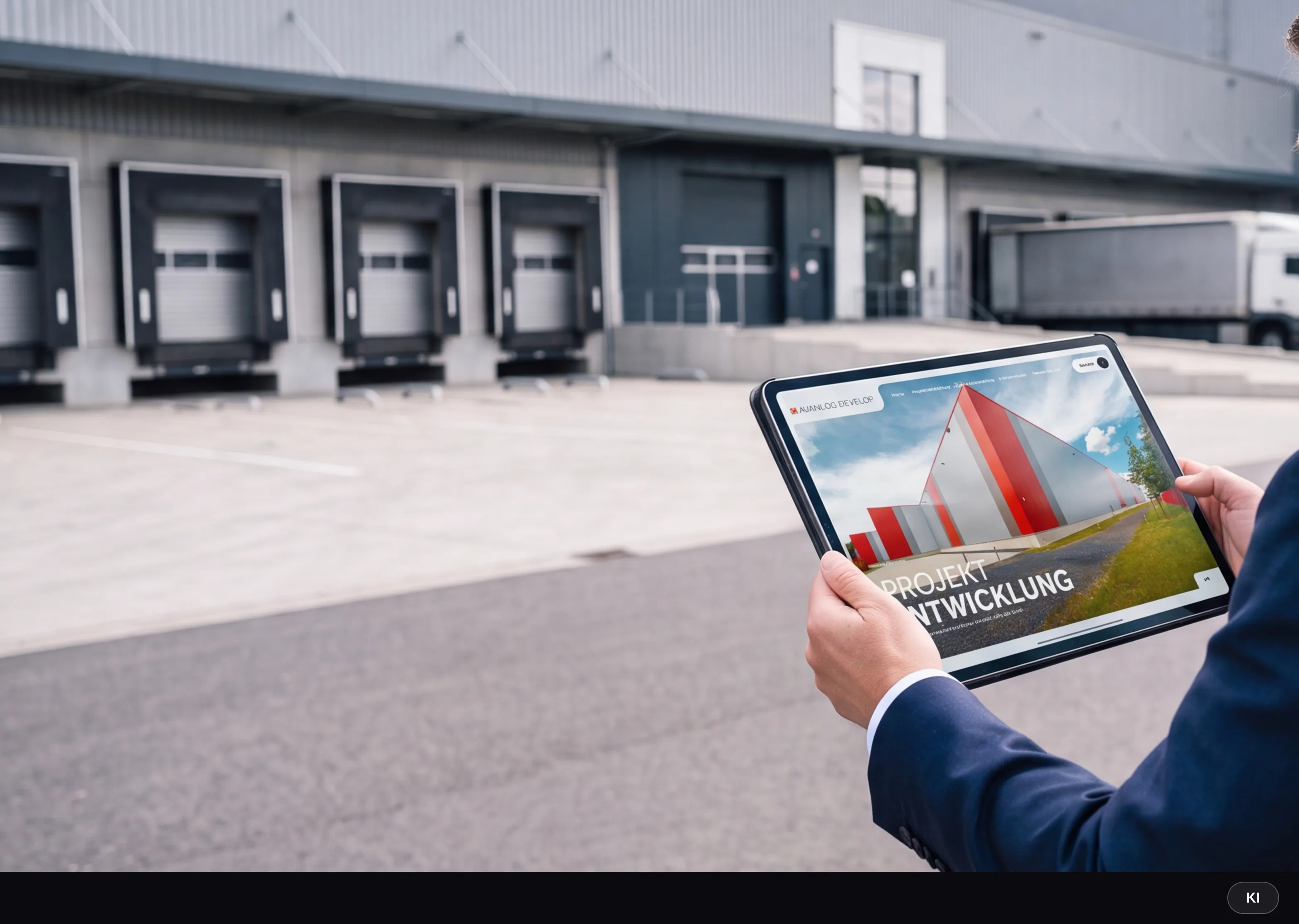 KI-generiertes Bild: AvanLog Develop — Markenauftritt für Projektentwickler Logistikimmobilien