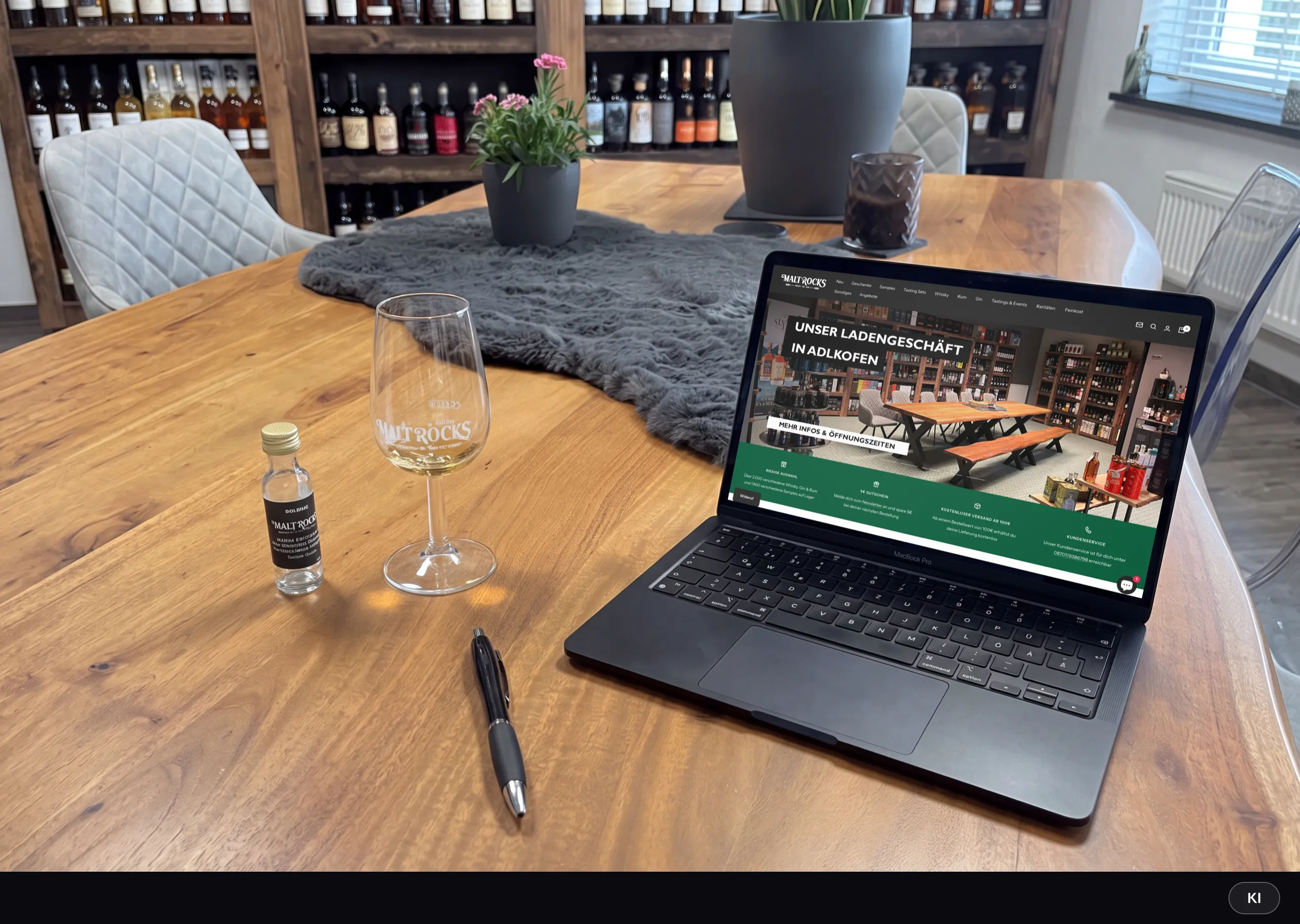 KI-generiertes Bild: Malt Rocks — Online-Shop für Whisky-, Gin- und Rum-Samples